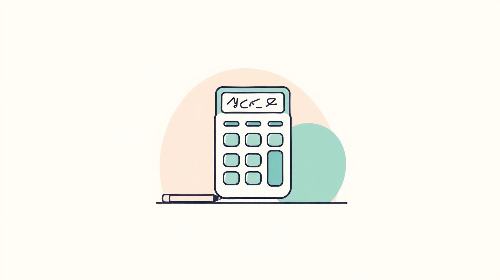Illustration of a small desk calculator with a green checkmark and a pencil