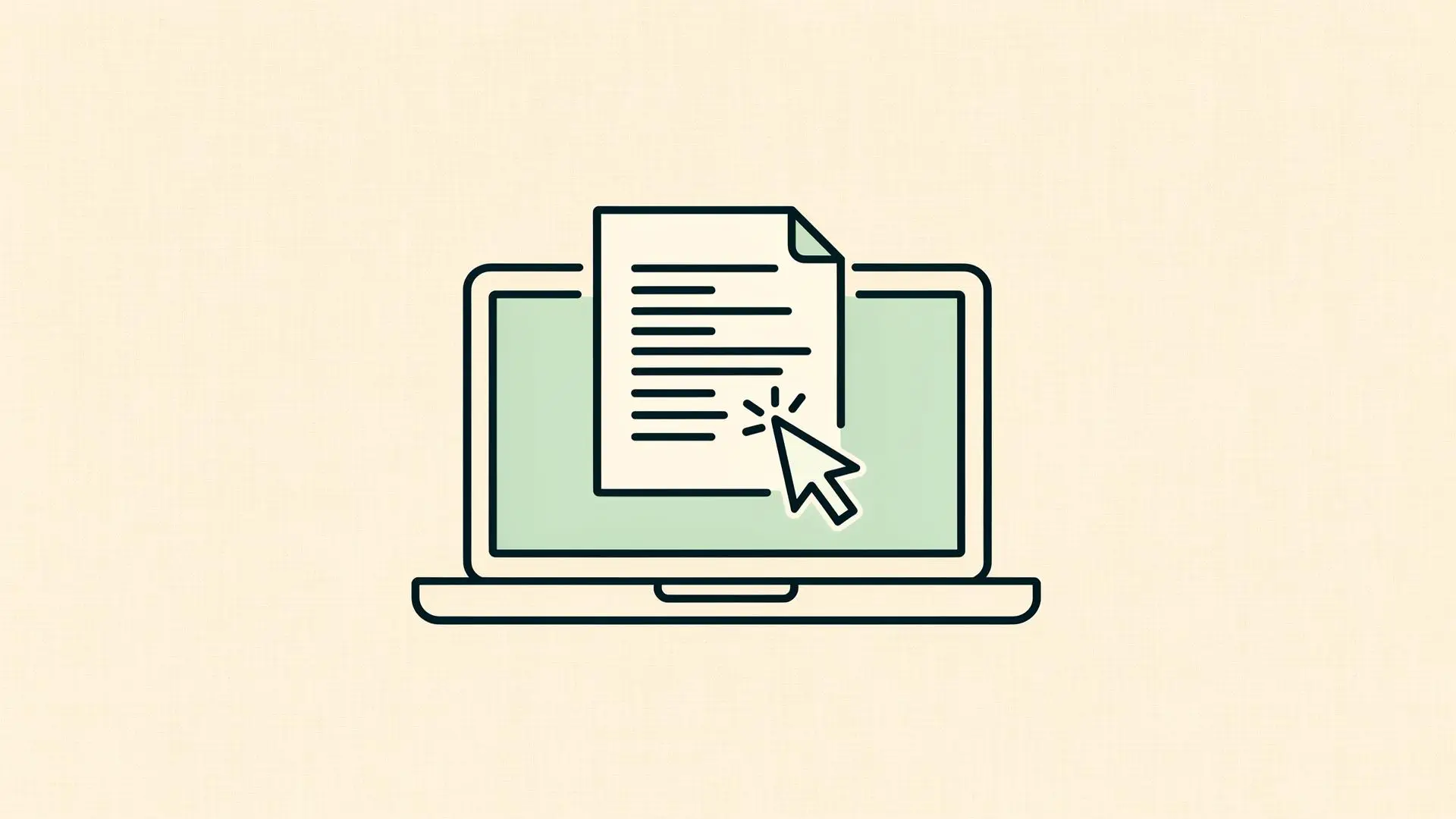 Illustration of a laptop displaying a document with a cursor, representing online document preparation