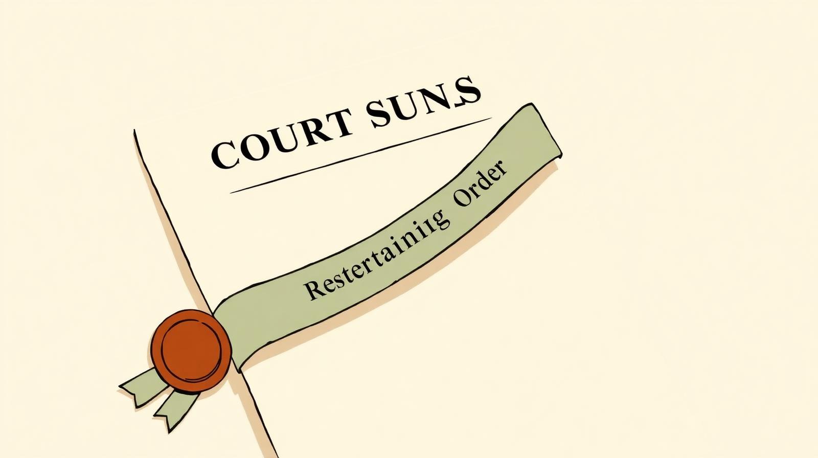 Illustration of a California Summons document with a restraining-order ribbon