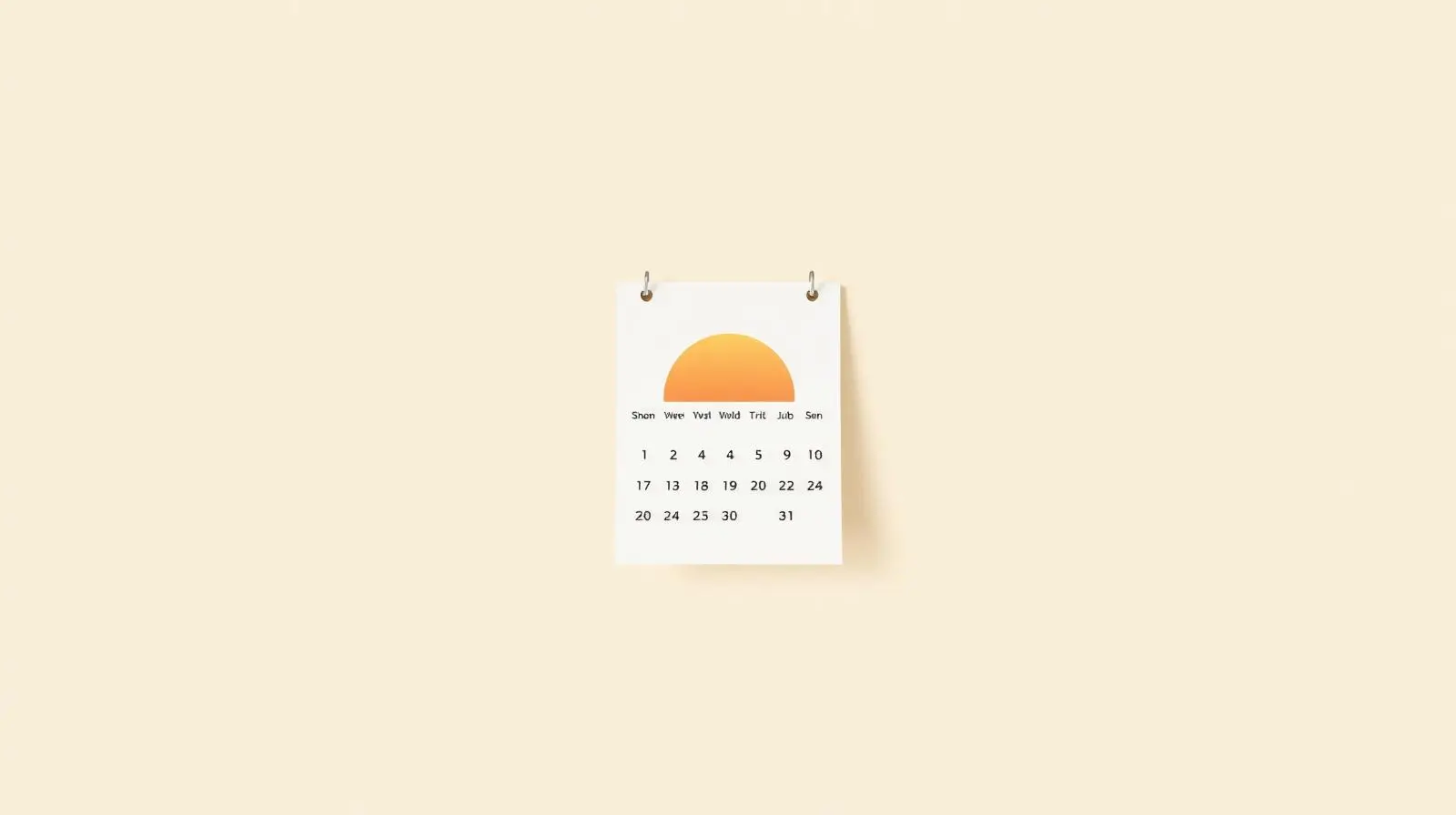 Illustration of a wall calendar with a single circled date and a soft sunset behind it, representing the end of spousal support