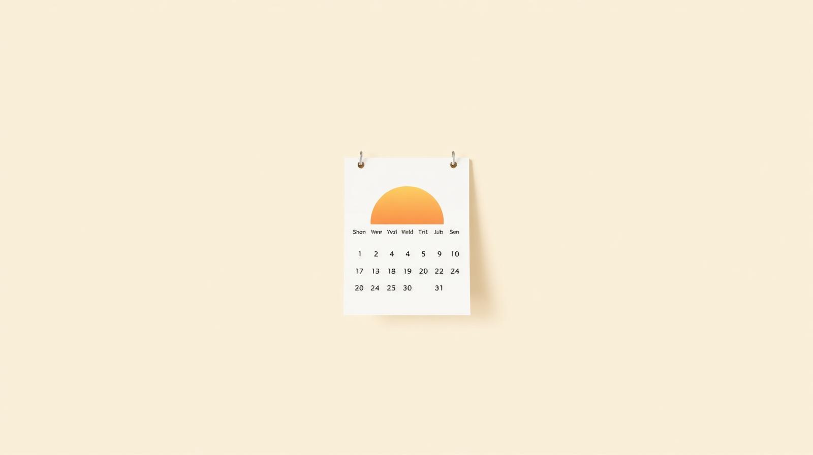 Illustration of a wall calendar with a single circled date and a soft sunset behind it, representing the end of spousal support